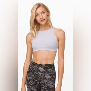 Lululemon Free To Be Serene Bra High Neck Silver Lilac Cups Pilates Yoga Size 6